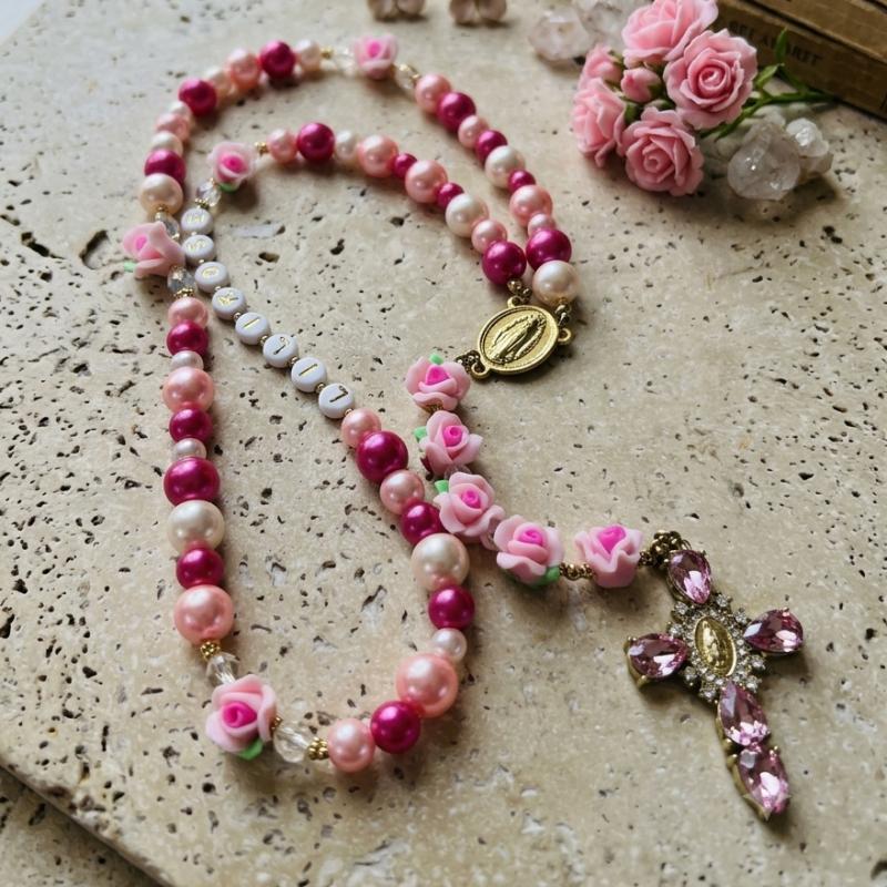chapelet personnalisé, pétales de rose