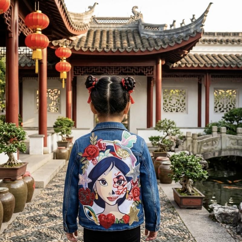 Decor miroir asie ,“Vestes en Jean Personnalisées & Féeriques pour Enfants – Cadeaux Uniques pour Noël et Anniversaires