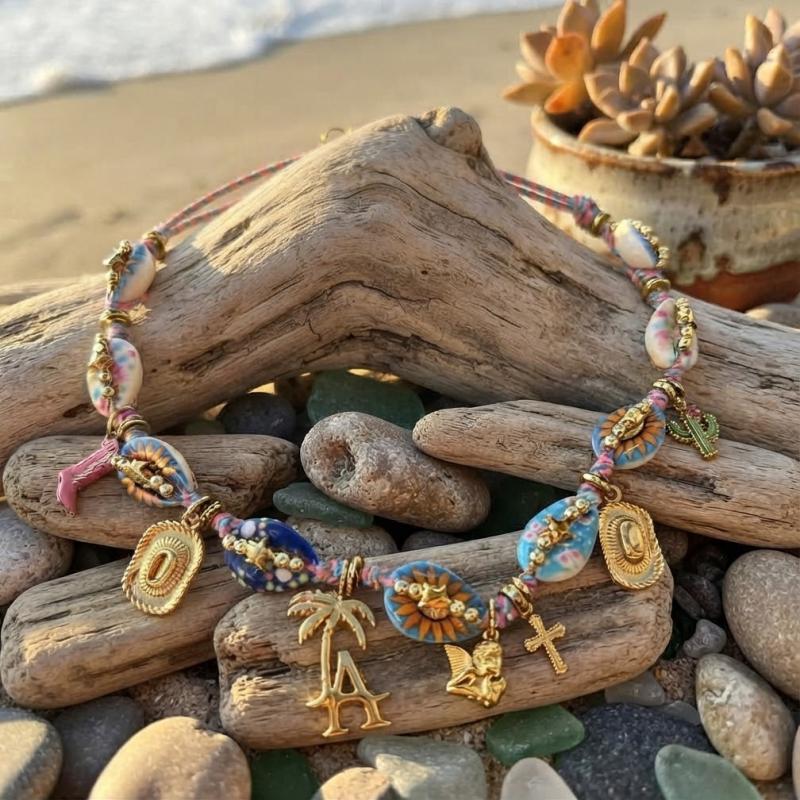 Collier Los Angeles - Coquillages Cauris et Acier Inoxydable (Modèle Unique)