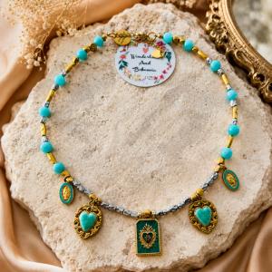 Image lier Amazonie – Perles d'Amazonite et Breloques Dorées Bohème