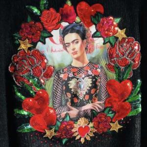Image Décor Amor Frida sur cardigan noir