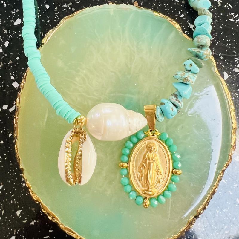 Collier madone turquoise