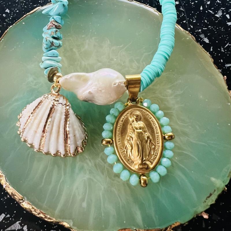 Collier madone turquoise 