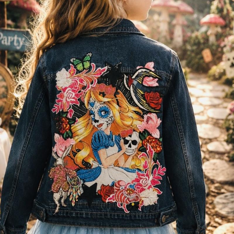 Décor Alice wonderland sur base en jeans classic