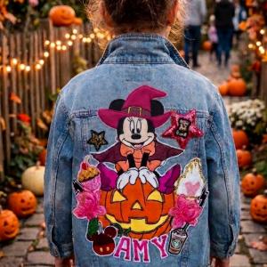 Image Décor mouse Halloween  “Vestes en Jean Personnalisées & Féeriques pour Enfants – Cadeaux Uniques pour Noël et Anniversaires