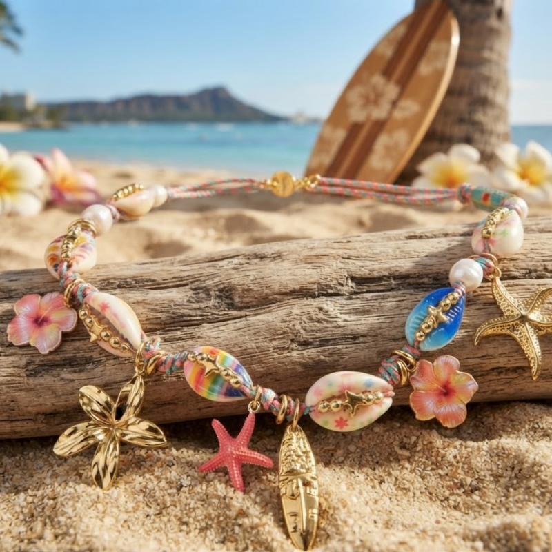 Collier Honolulu | Coquillages, Cauris et Acier Inoxydable