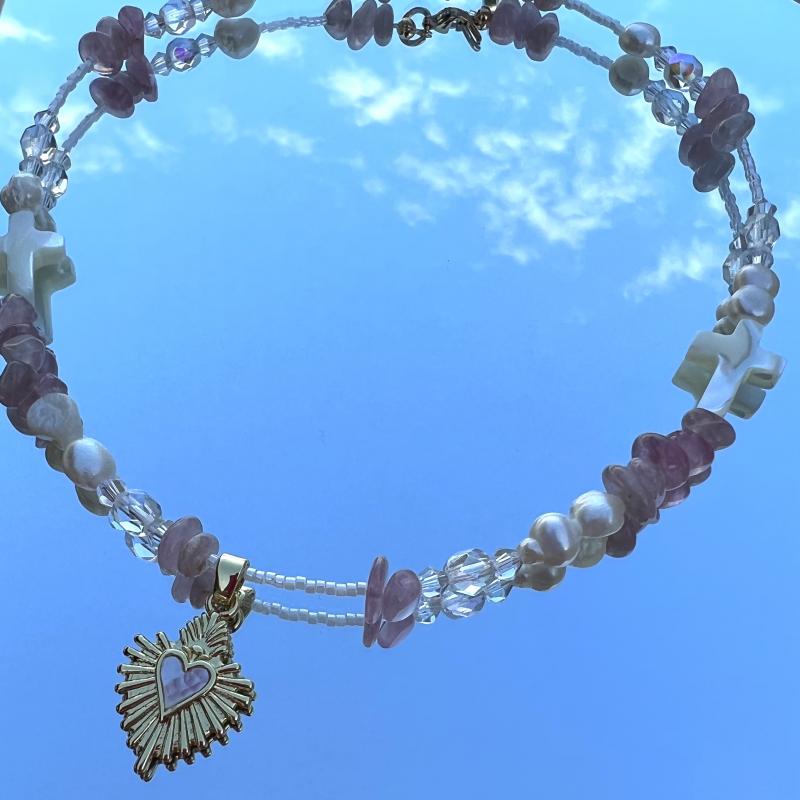 Collier Model coeur nacré sacré 