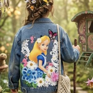 Image décor miroir d'alice flower  “Vestes en Jean Personnalisées & Féeriques pour Enfants – Cadeaux Uniques pour Noël et Anniversaires