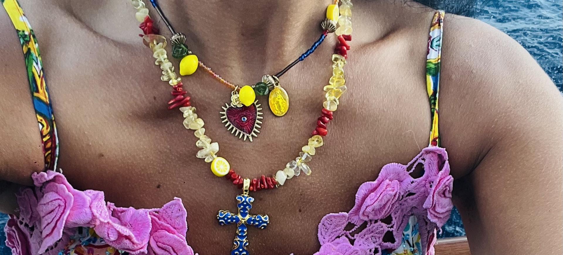 Image Double Collier Collier Fait Main  Cadeau Potique et Unique pour Nol ou Anniversaire Model positano model unique 
