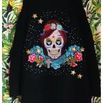 Vue de dos cardigan Motif Madone Mexican skull - Wonderland and Bohémia